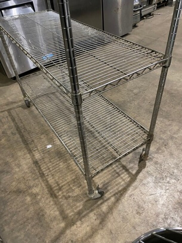 Commercial Metal 3 Tier Shelf! On Casters! BUYER MUST DISMANTLE! PCI CANNOT DISMANTLE FOR SHIPPING! PLEASE CONSIDER FREIGHT CHARGES! - Image 3 of 5