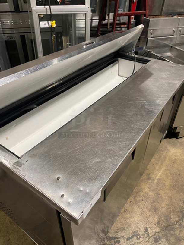 True Commercial Refrigerated Sandwich Prep Table! With 2 Door Underneath Storage Space! With Poly Coated Racks! All Stainless Steel! Not Tested! On Casters! Model: TSSU6016 SN: 5047288 115V 60HZ 1 Phase - Image 4 of 8