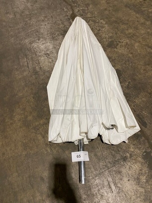 Party Time Plain White Patio Umbrella! With Pole! - Image 1 of 2