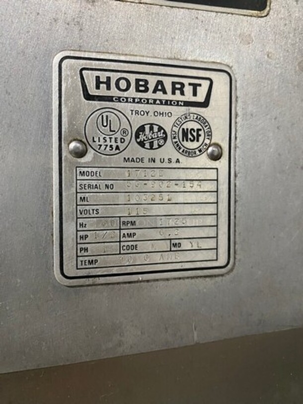 Hobart Commercial Countertop Meat/Deli Slicer! All Stainless Steel! Model: 1712E SN: 56902154 115V 60HZ 1 Phase - Image 9 of 10