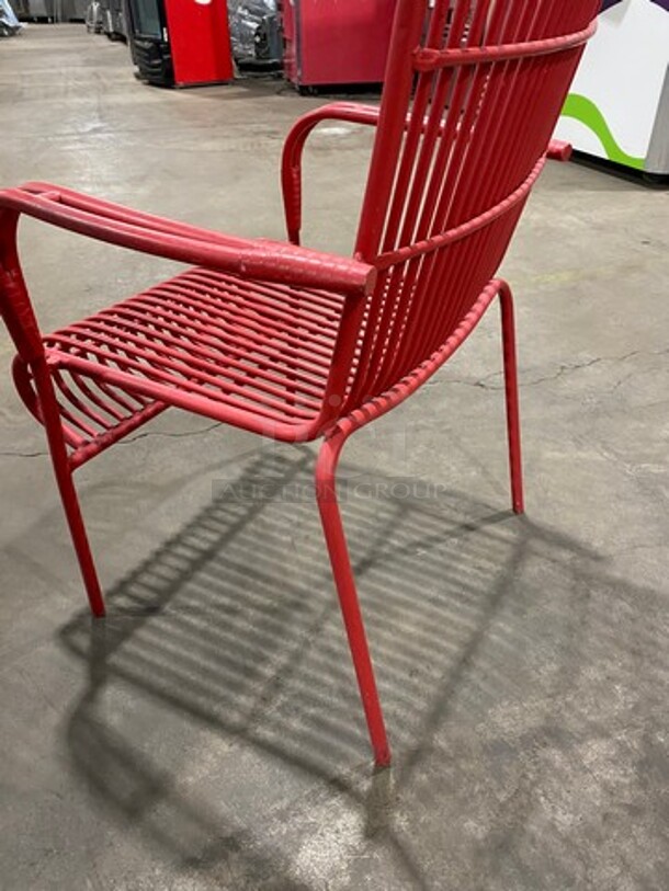 Red Coated Metal Chairs! 4x Your Bid! - Image 4 of 5