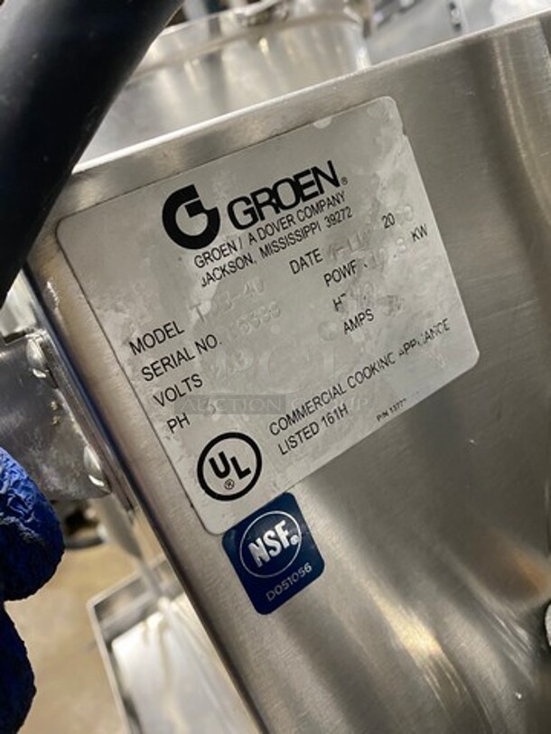 GREAT! Groen Commercial Electric Powered Tilting Soup Kettle! On Equipment Stand! All Stainless Steel! On Legs! Model: TDB40 SN: 86389 & SN: 86387 208V 60HZ 3 Phase - Image 10 of 12