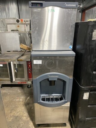Scotsman Prodigy Series Air Cooled Ice Machine On Bin With Dispenser! Model CO322MA-1A Serial 08091320G12741! 115V 1 Phase! On Legss! 