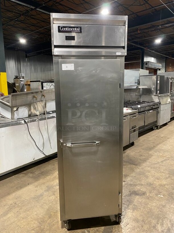 Continental Commercial Single Door Reach-In Cooler! Solid Stainless Steel! On Casters! Model: DL1RSS SN: 14348204 115V 60HZ 1 Phase - Image 1 of 10