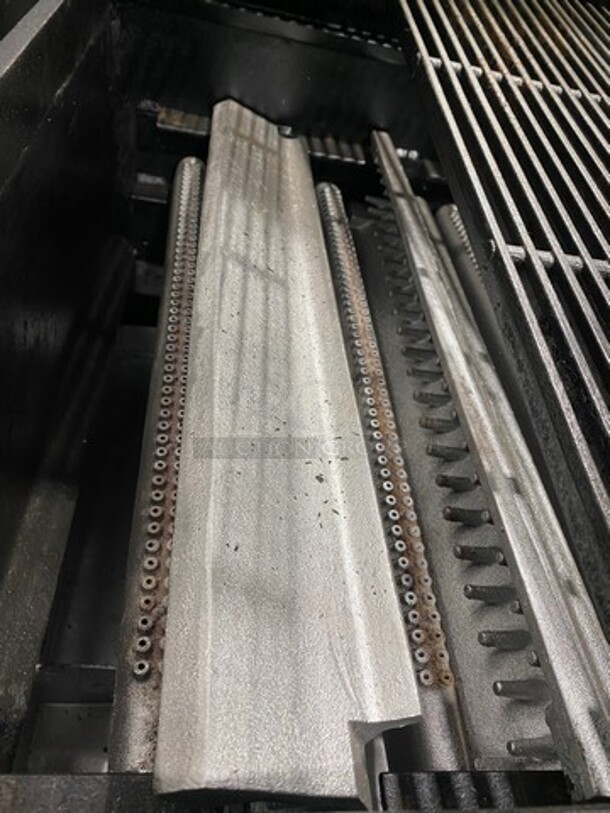 NICE! Bakers Pride Commercial Gas Powered Char Broiler Grill! With Back Splash! All Stainless Steel! On Casters! - Image 7 of 10