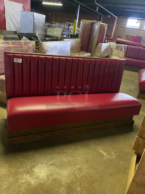 NEW! Single Sided Red Cushioned Booth Seat! With Wooden Outline! Perfect For Up Against The Wall! Can Be Connected To Any Booths Listed!