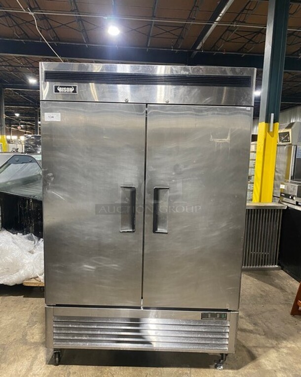 WOW! 2021 Bison Reach In Cooler! On Commercial Casters! Working When Removed! MODEL BRR46 SN: BRR4600321052900K80008 115V 1PH  - Image 1 of 10