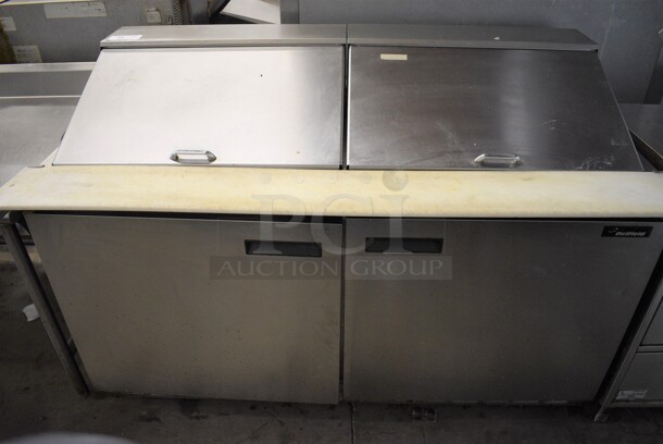 Delfield Model 4464N-24M Stainless Steel Commercial Sandwich Salad Prep Table Bain Marie Mega Top w/ Cutting Board on Commercial Casters. 115 Volts, 1 Phase. 65x36x46. Tested and Working! - Image 1 of 9