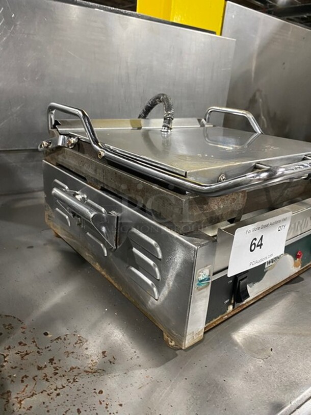 Waring Commercial Countertop Panini/Sandwich Tostato Supremo Grill! All Stainless Steel! Press With Flat Surface! Model: WFG250 120V  - Image 2 of 8