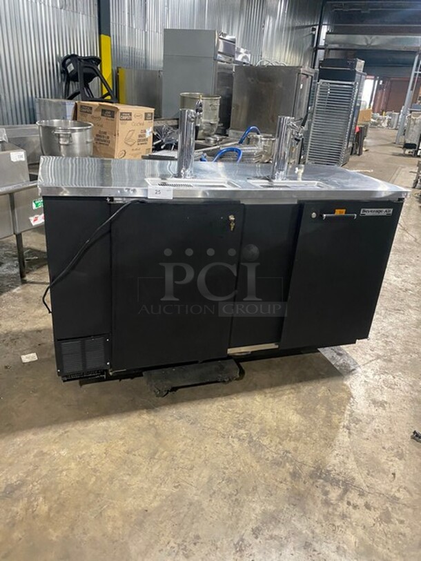 BEAUTIFUL! Beverage Air Commercial Dual Tower Beer Kegerator! With 2 Tap Beer Dispensers! Model DD68 Serial 4507229! 115V 1Phase! WORKING WHEN REMOVED! - Image 1 of 11