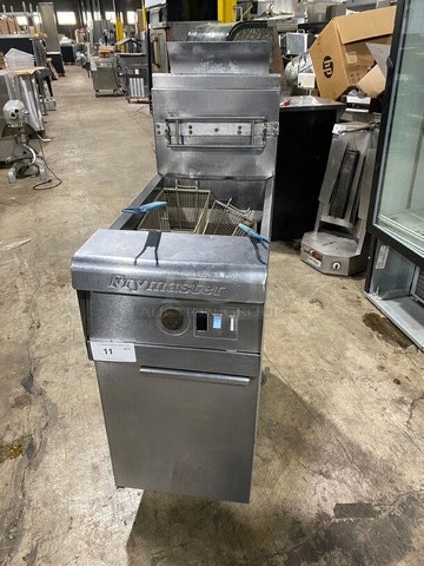 Frymaster Commercial Natural Gas Powered Deep Fat Fryer! With 2 Frying Baskets! With Backsplash! All Stainless Steel! On Casters! - Image 1 of 8