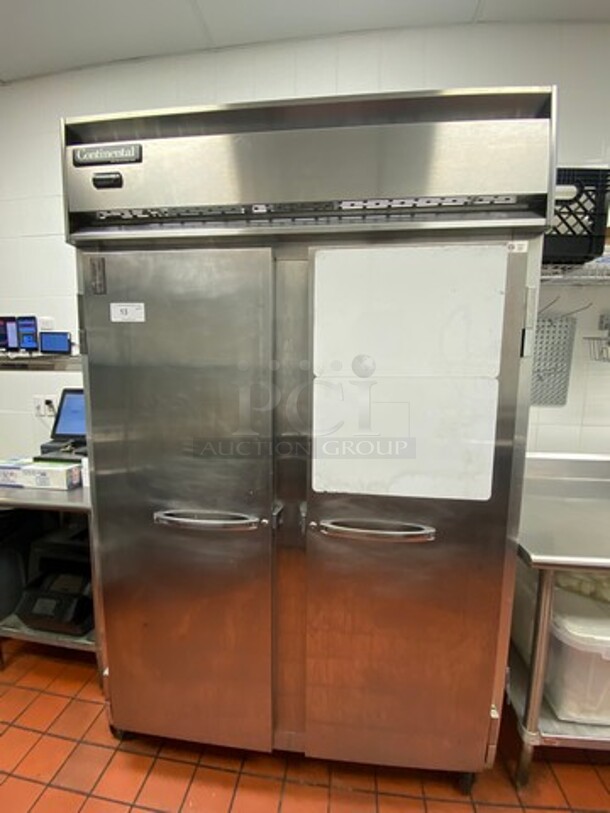 Continental Commercial 2 Door Reach In Cooler! With Poly Coated Racks! All Stainless Steel! On Casters! WORKING WHEN REMOVED! Model: 2RS SN: 15836969 115V 60HZ 1 Phase