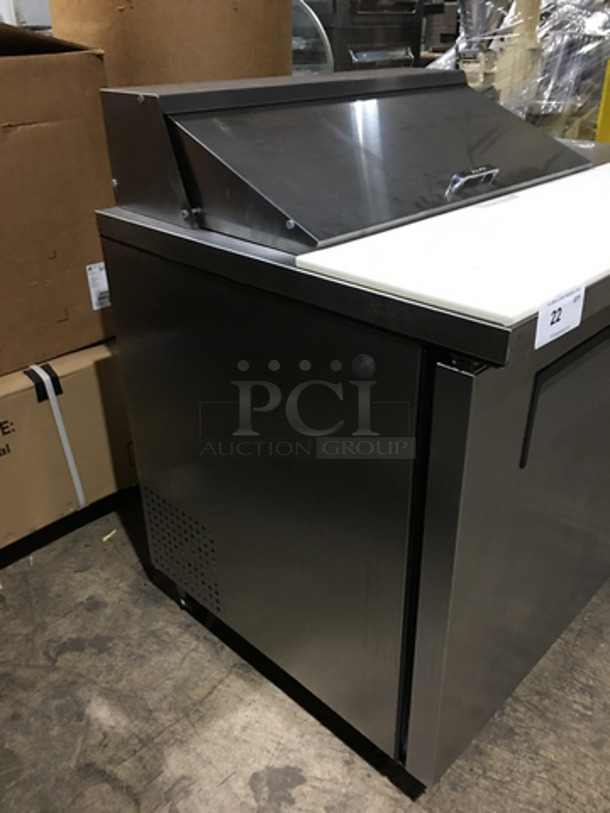 NICE! True Commercial Refrigerated Sandwich Prep Table! With Cutting Board! With 2 Door Underneath Storage Space! All Stainless Steel! On Casters! Model: TSSU4808 SN: 14622588 115V 60Hz 1 Phase - Image 2 of 9