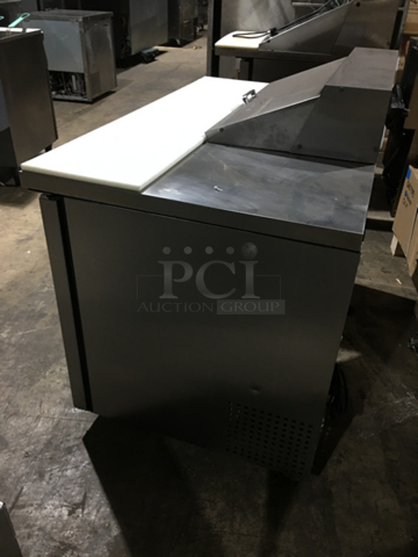 NICE! True Commercial Refrigerated Sandwich Prep Table! With Cutting Board! With 2 Door Underneath Storage Space! All Stainless Steel! On Casters! Model: TSSU4808 SN: 14622588 115V 60Hz 1 Phase - Image 3 of 9