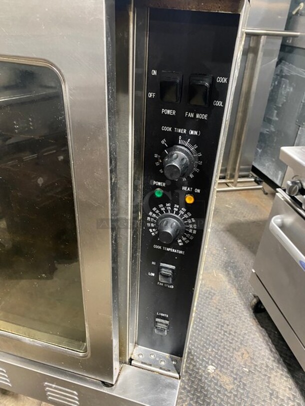 Nice! 2021 Magic Chef 38in Natural Gas Powered Commercial Convection Oven Stainless Steel! On Commercial Casters! Working When Removed! MODEL M38COD SN:21070096A  - Image 6 of 12