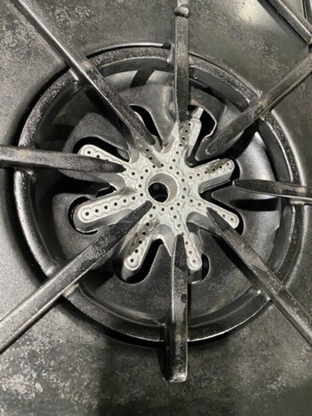 AMAZING FIND! Garland Natural Gas Powered 10 Burner Stove! With 2 Full-Sized Ovens! With Metal Oven Racks! With Raised Back Splash & Salamander Shelf! Stainless Steel! On Casters! - Image 6 of 11