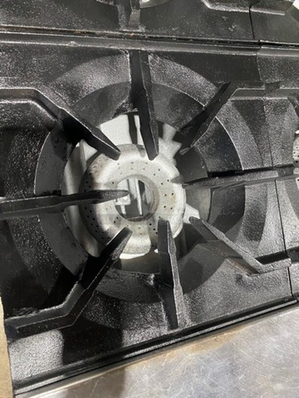 American Range Natural Gas Powered 6 Burner Stove! With Full Size Oven Underneath! With Raised Back Splash And Salamander Shelf! All Stainless Steel! On Casters! - Image 6 of 9