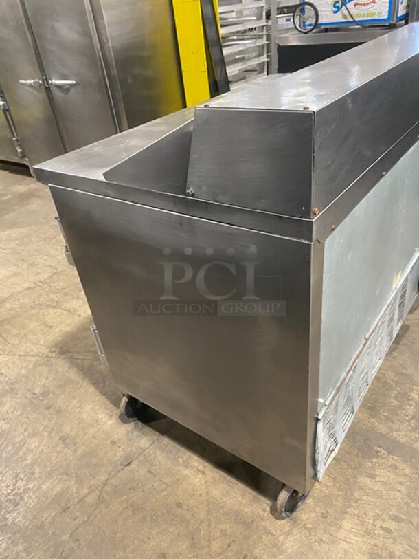 Beverage-Air Refrigerated Commercial Mega Top Salad/Sandwich Prep Table! With 2 Door Refrigerated Storage Underneath! All Stainless Steel! With Metal Racks! On Casters! 115V 1 Phase! Model: SP48-12! - Image 4 of 8