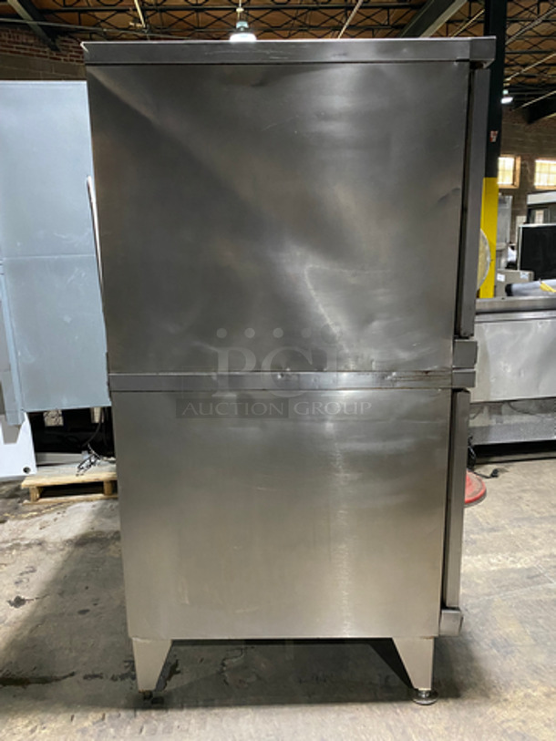 NICE! Franklin Commercial Double Deck Natural Gas Powered Convection Oven! With Metal Oven Racks! With 1 View Through Door & 1 Solid Door! All Stainless Steel! On Legs! 2x Your Bid Makes One Unit! - Image 2 of 8