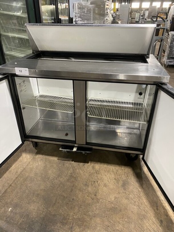 True Commercial Refrigerated Sandwich Prep Table! With 2 Door Underneath Storage Space! Poly Coated Racks! All Stainless Steel! On Casters! Model: TSSU4812 SN: 14045588 115V 60HZ 1 Phase - Image 5 of 9