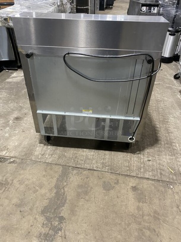 Beverage Air 36 Inch Sandwich Prep Table! Model SPE3610 Serial 10211900! 115V 1 Phase! On Casters!  - Image 4 of 9
