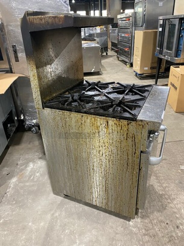Cook Rite Commercial Natural Gas Powered 4 Burner Stove! With Raised Back Splash And Salamander Shelf! With Oven Underneath! All Stainless Steel! On Casters! - Image 2 of 9