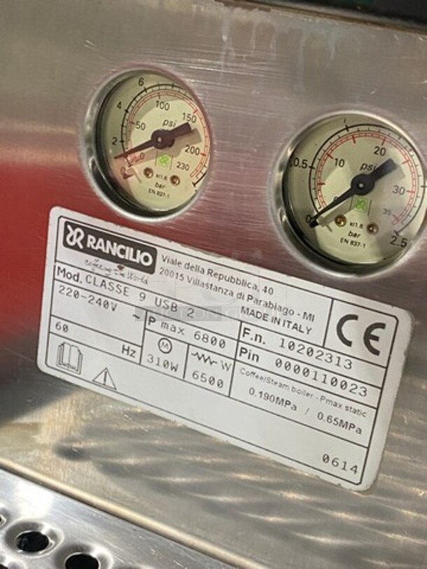 Rancilio Commercial Countertop Espresso Machine! Stainless Steel Body! On Small Legs! Model: CLASSE9USB2 SN: 10202313 220/240V - Image 7 of 9