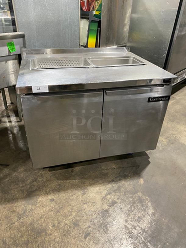 Continental Commercial Refrigerated Sandwich Prep Table! With 2 Door Underneath Storage Space! All Stainless Steel! On Casters! Model: SW4812 SN: 15712812 115V 60HZ 1 Phase