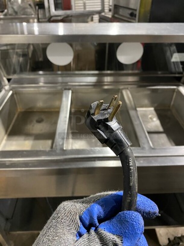 Atlas Metal Commercial Electric Powered 3 Well Steam Table! With Sneeze Guard! With Storage Space Underneath! All Stainless Steel! On Casters! WORKING WHEN REMOVED! Model: WIHDM3 SN: 338589 208V 1 Phase - Image 6 of 10