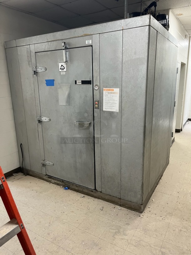 6'x8'x7' Harford Walk In Cooler Box w/ Floor, Tecumseh Model AH160FF-504 Compressor and Bohn Model HTA28-97B-AS Condenser. Picture of the Unit Before Removal Is Included In the Listing. 115/208-230 Volts, 1 Phase.