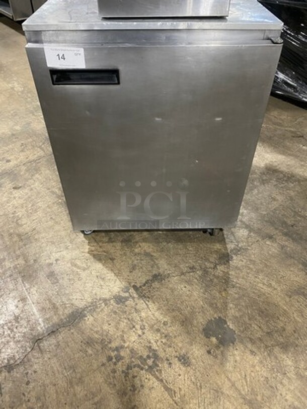 Delfield Commercial Single Door Lowboy/ Worktop Cooler! With Racks! All Stainless Steel! On Casters!