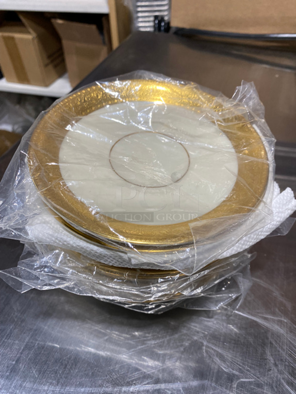 BEAUTIFUL! ELEGANT! BRAND NEW! NEVER USED! Lenox 12 Piece 5" Saucers! Ivory With 24K Gold Trim Dinnerware Collection! Includes Protective Material Carrier! 12x Your Bid! - Image 3 of 7