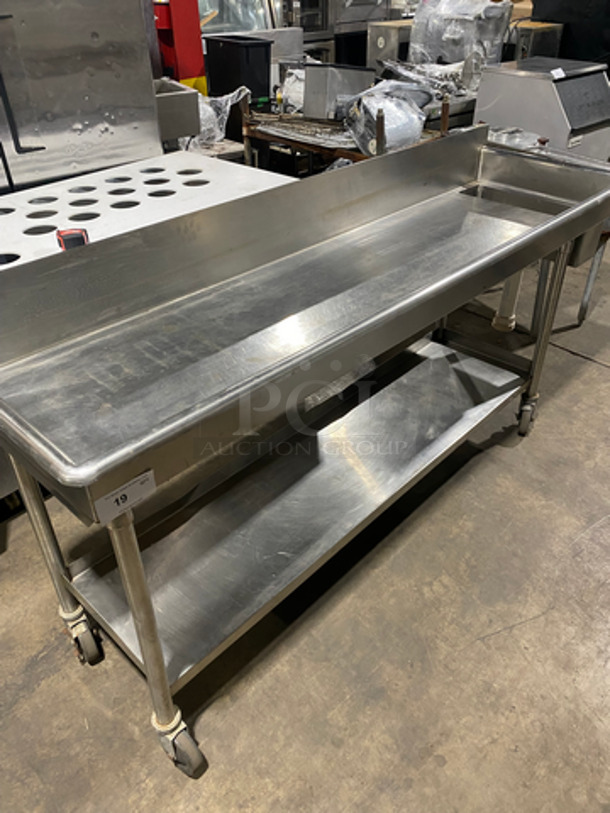 NICE! American Metal Commercial Dish/ Prep Wash Bin! With Back Splash! With Storage Space Underneath! Solid Stainless Steel! On Casters! - Image 12 of 12