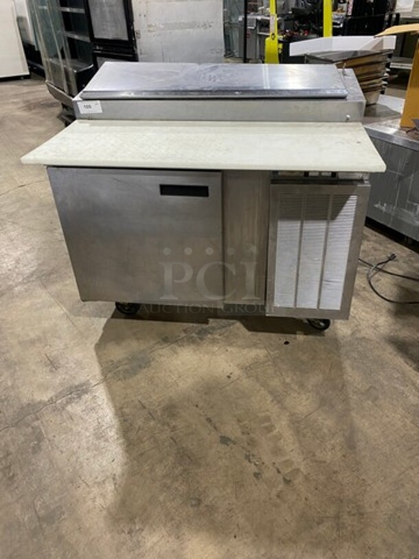 Delfield Commercial Refrigerated Pizza Prep Table! With Commercial Cutting Board! With Single Door Storage Space Underneath! Poly Coated Rack! All Stainless Steel! On Casters! Model: 18648PTB SN: BBR594999T 115V 60HZ 1 Phase - Image 1 of 10