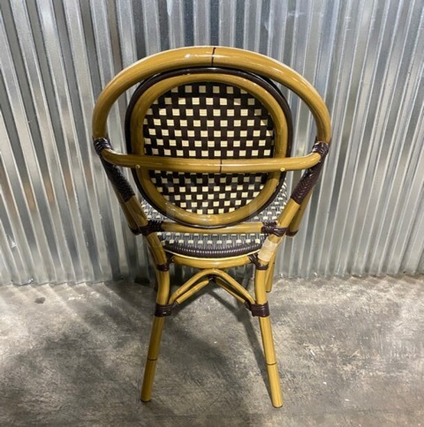 NEW! Nice Aluminum Bamboo Patio Dinning Side Chair In Brown! 3x Your Bid! - Image 3 of 7