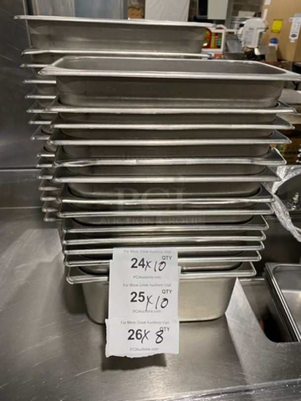 Browne Steam Table/ Prep Table Pans! All Stainless Steel! 8x Your Bid!