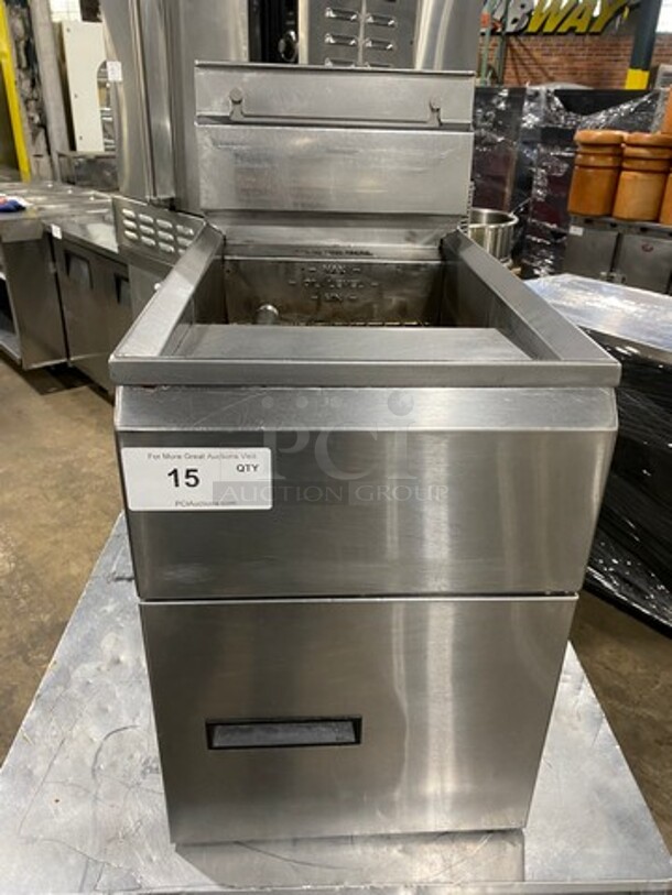 Commercial Countertop Natural Gas Powered Deep Fat Fryer! With Back Splash! All Stainless Steel! - Image 1 of 9