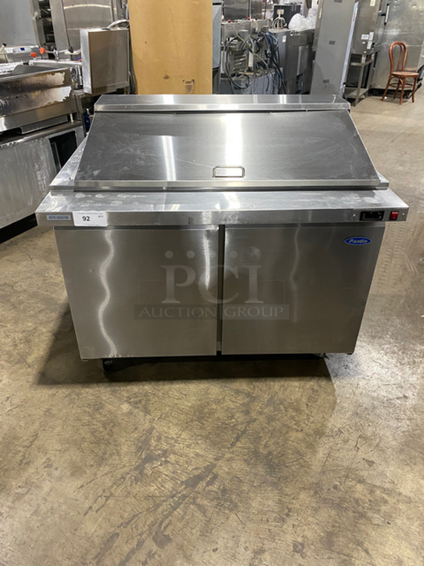 Pantin Commercial Refrigerated Sandwich Prep Table! With 2 Door Storage Space Underneath! Poly Coated Racks! All Stainless Steel! On Casters! Model: SCLM2 115V 60HZ 1 Phase