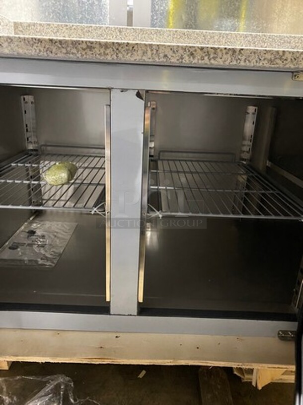 AMAZING! NEW! SCRATCH-N-DENT! Omcan Commercial Refrigerated Italian Style Marble Top Pizza Prep Table! With 3 Door Storage Space Underneath! Poly Coated Racks! All Stainless Steel! Model: PTCN0581 110V - Image 8 of 12