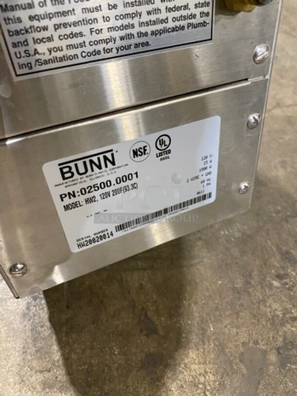 Bunn Commercial Countertop Hot Water Dispenser! Model: HW2 SN: HW20020014 120V 60HZ 1 Phase - Image 5 of 7