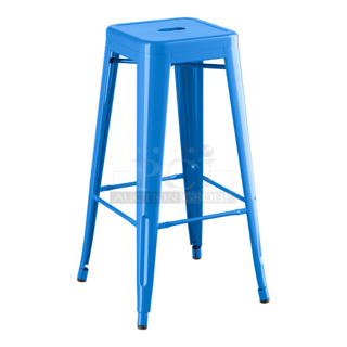 BRAND NEW SCRATCH & DENT! Lancaster Table & Seating Alloy Series Blue Quartz Outdoor Backless Barstools. 4x Your Bid. 
