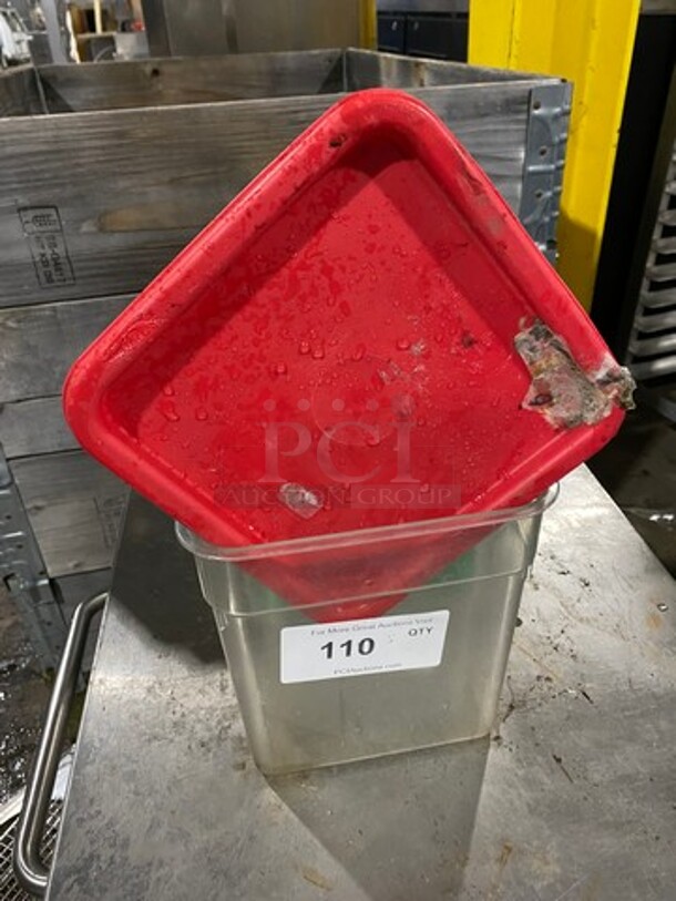 ALL ONE MONEY! MISCELLANEOUS! Clear Poly Food Container, Green Poly Bucket! - Image 1 of 4
