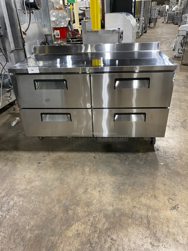 NEW! NEVER USED! SCRATCH & DENT! 2012 Cool Tech Commercial Refrigerated 4 Drawer Chef Base! With Back Splash! All Stainless Steel! On Casters! Model: LWT604 SN: LWT60412120484003 115V 60HZ 1 Phase