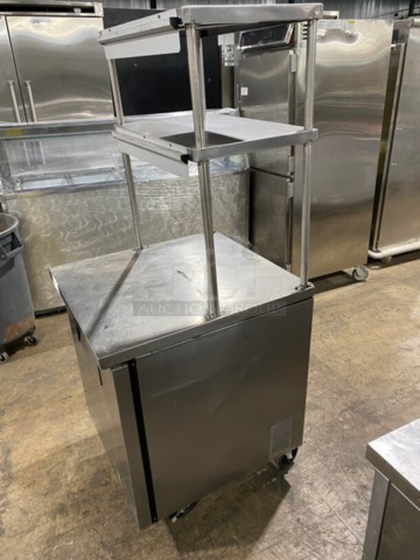 True Commercial Single Door Refrigerated Lowboy/ Worktop Cooler! With Double Overhead Shelf! All Stainless Steel! On Casters! Model: TUC27 SN: 14192705 115V 60HZ 1 Phase - Image 4 of 9