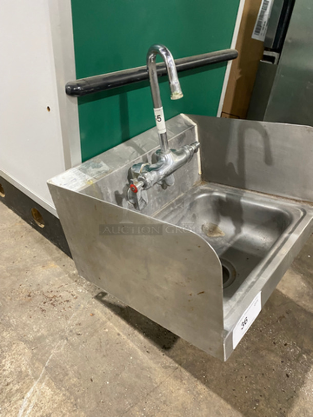 Commercial Stainless Steel Hand Sink! With Back And Side Splashes! With Faucet And Handles! - Image 3 of 7