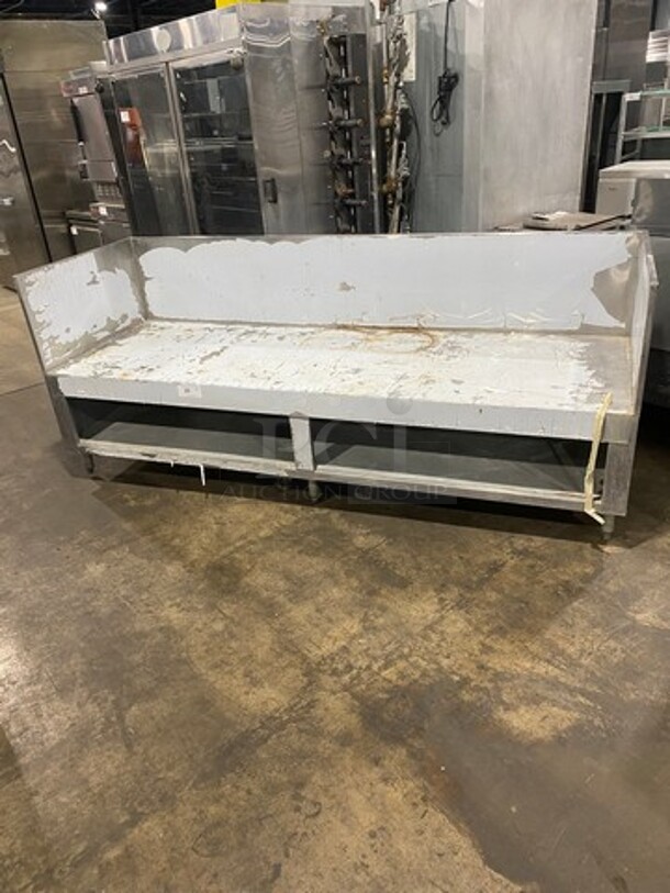 Custom Made Commercial Work Top Table/ Equipment Stand! With Raised Back And Side Splashes! With Storage Space Underneath! All Stainless Steel! On Legs! - Image 1 of 7