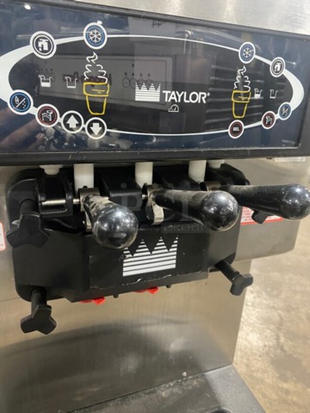 WOW!  LATE MODEL 2013! Taylor Crown AIR COOLED Commercial 3 Handle Soft Serve Ice Cream Machine! All Stainless Steel! On Casters! Model: C713-33 SN: M3108009 208/230V 60HZ 3 Phase - Image 5 of 11