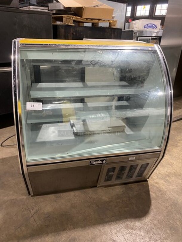 2010 Leader Commercial Refrigerated Bakery Display Case Merchandiser! With Curved Front Glass! With Rear Access Doors! Stainless Steel Body! Model: RHDL48 SN: PT10M1682D 115V 60HZ 1 Phase - Image 1 of 8