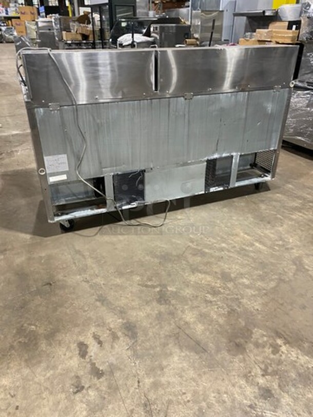 Turbo Air Commercial Refrigerated Sandwich Prep Table! With 3 Door Storage Space Underneath! Poly Coated Racks! All Stainless Steel! On Casters! Model: MST7230 SN: MM7T808001 115V 60HZ 1 Phase - Image 3 of 9