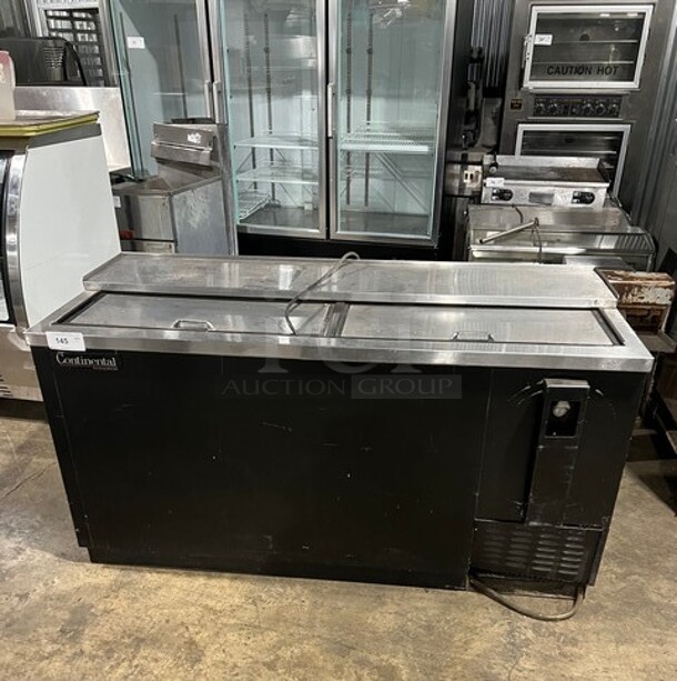 Continental Commercial Under The Counter Beer Bottle Cooler! With 2 Stainless Steel Sliding Top Doors! Model: CBC64 SN: 14566957 115V 60HZ 1 Phase